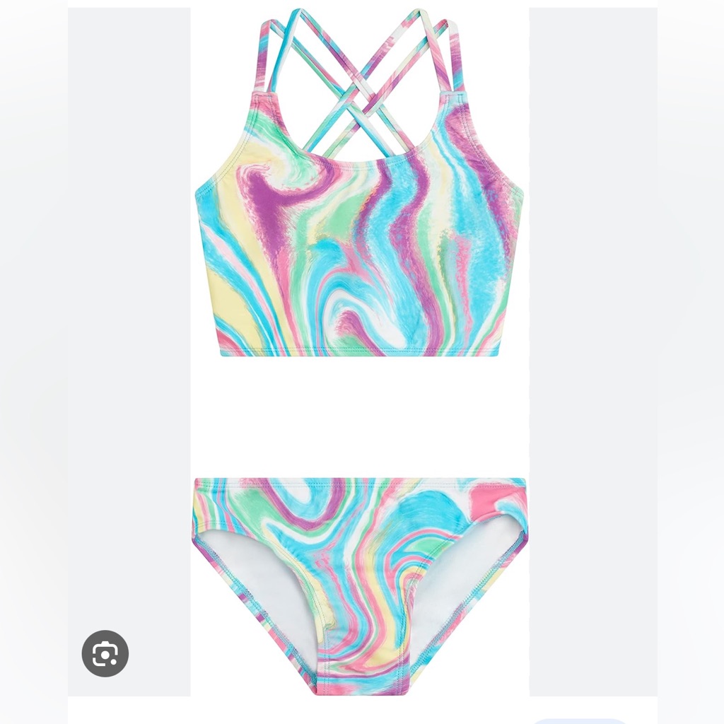 Kanu Surf Girls' Waverly Upf 50+ Beach Sport Criss-Cross Tankini New